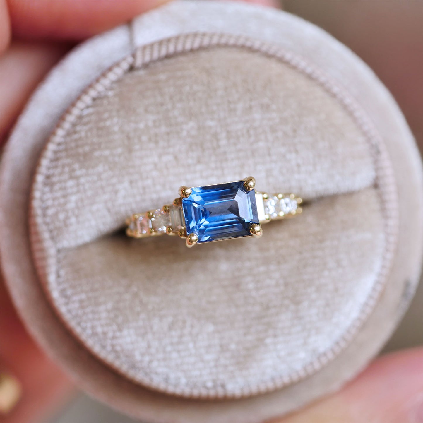 Blue Sapphire Nouveau Ring