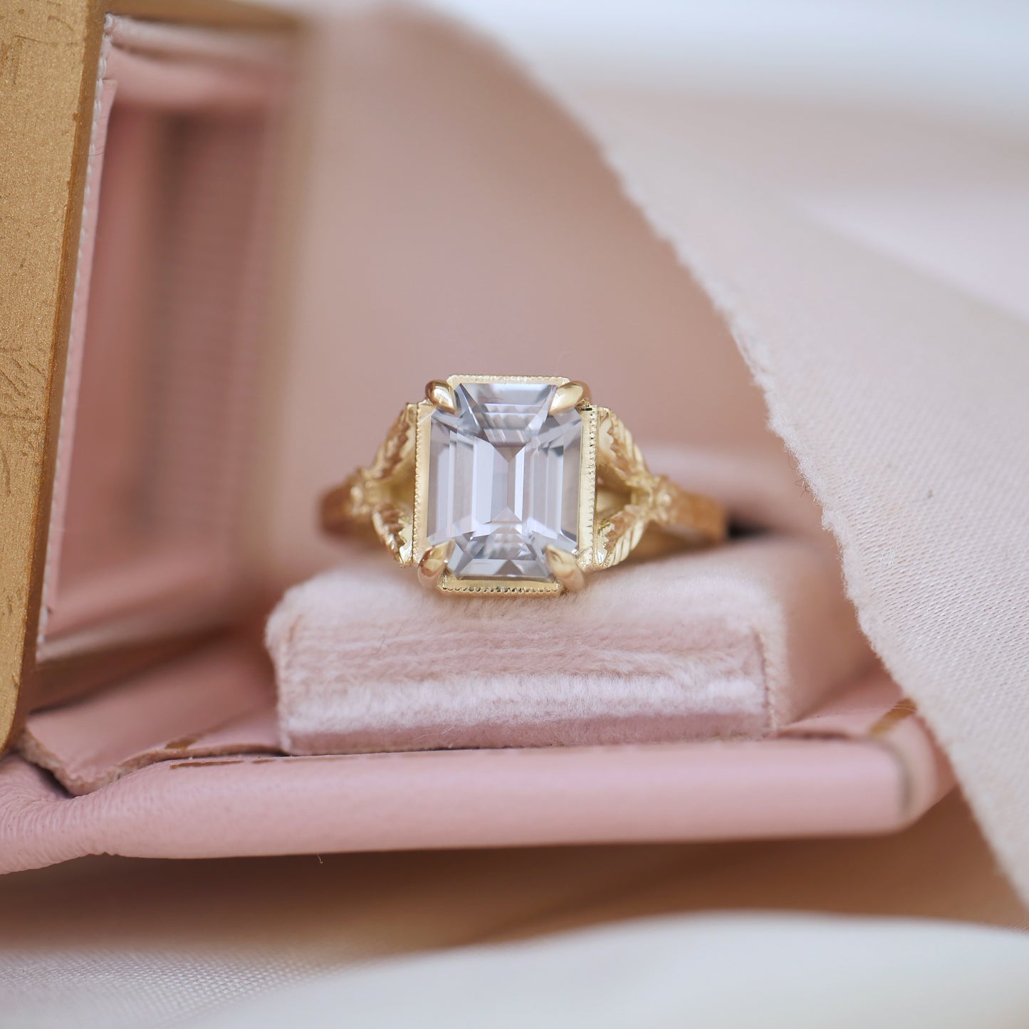 Light Grey Green Sapphire Split Shank Solitaire