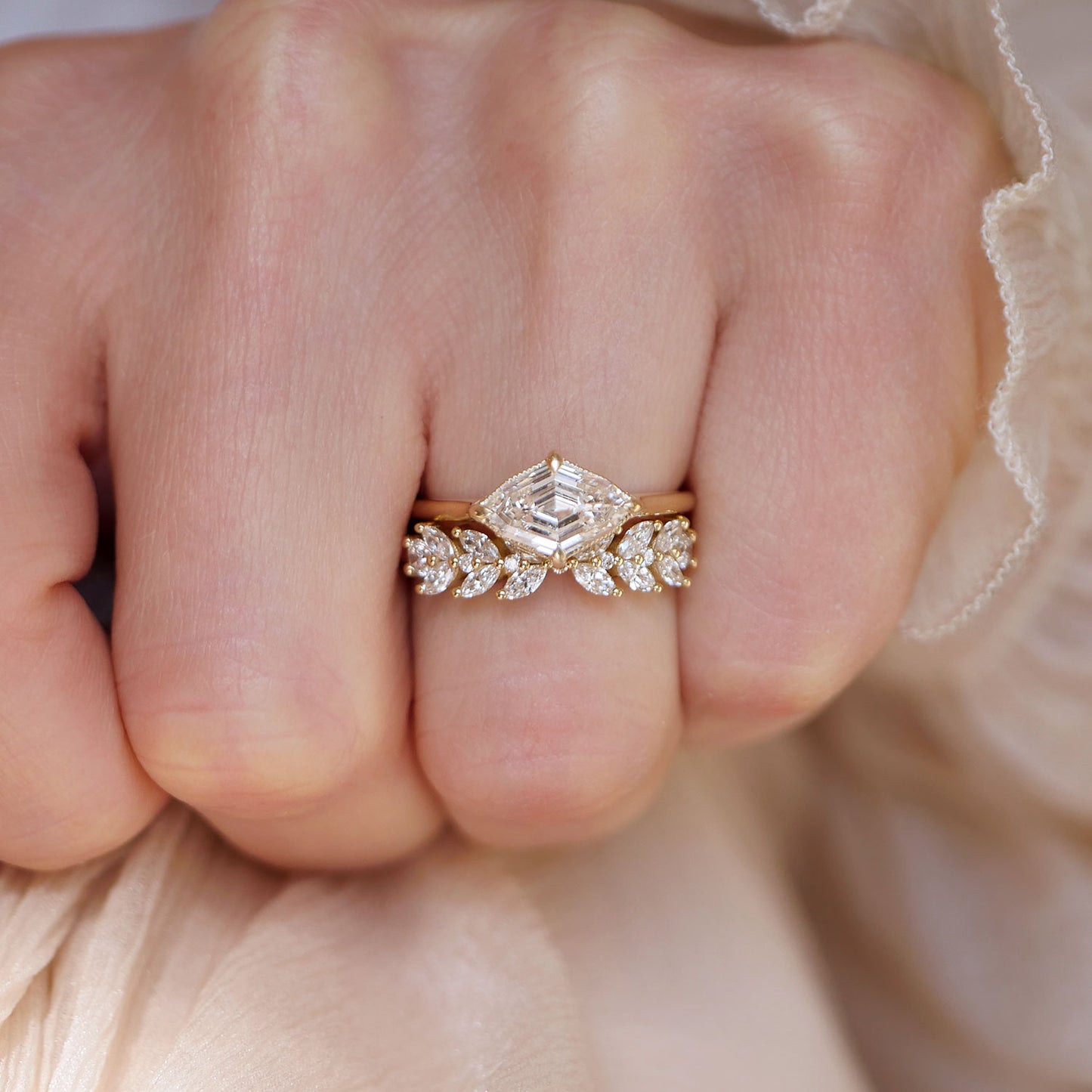 East West Lozenge Diamond Solitaire