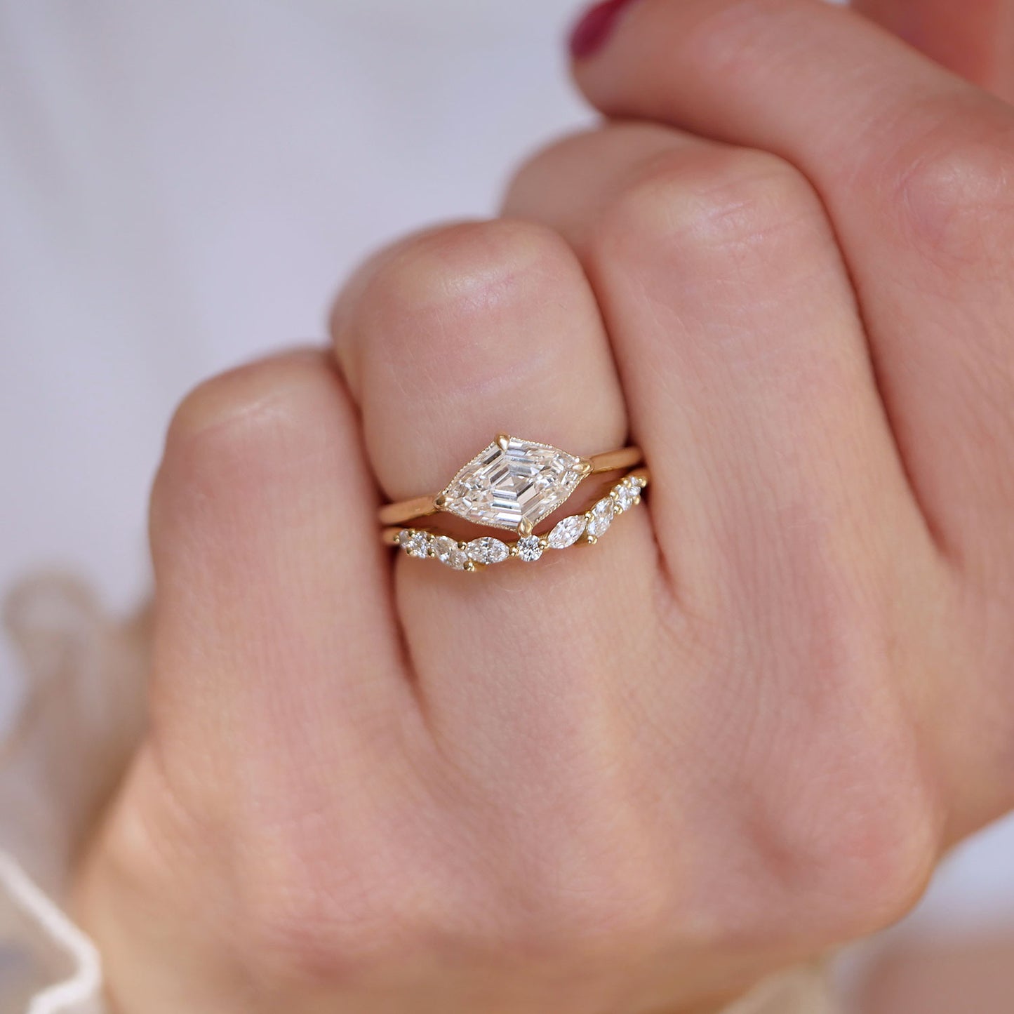 East West Lozenge Diamond Solitaire