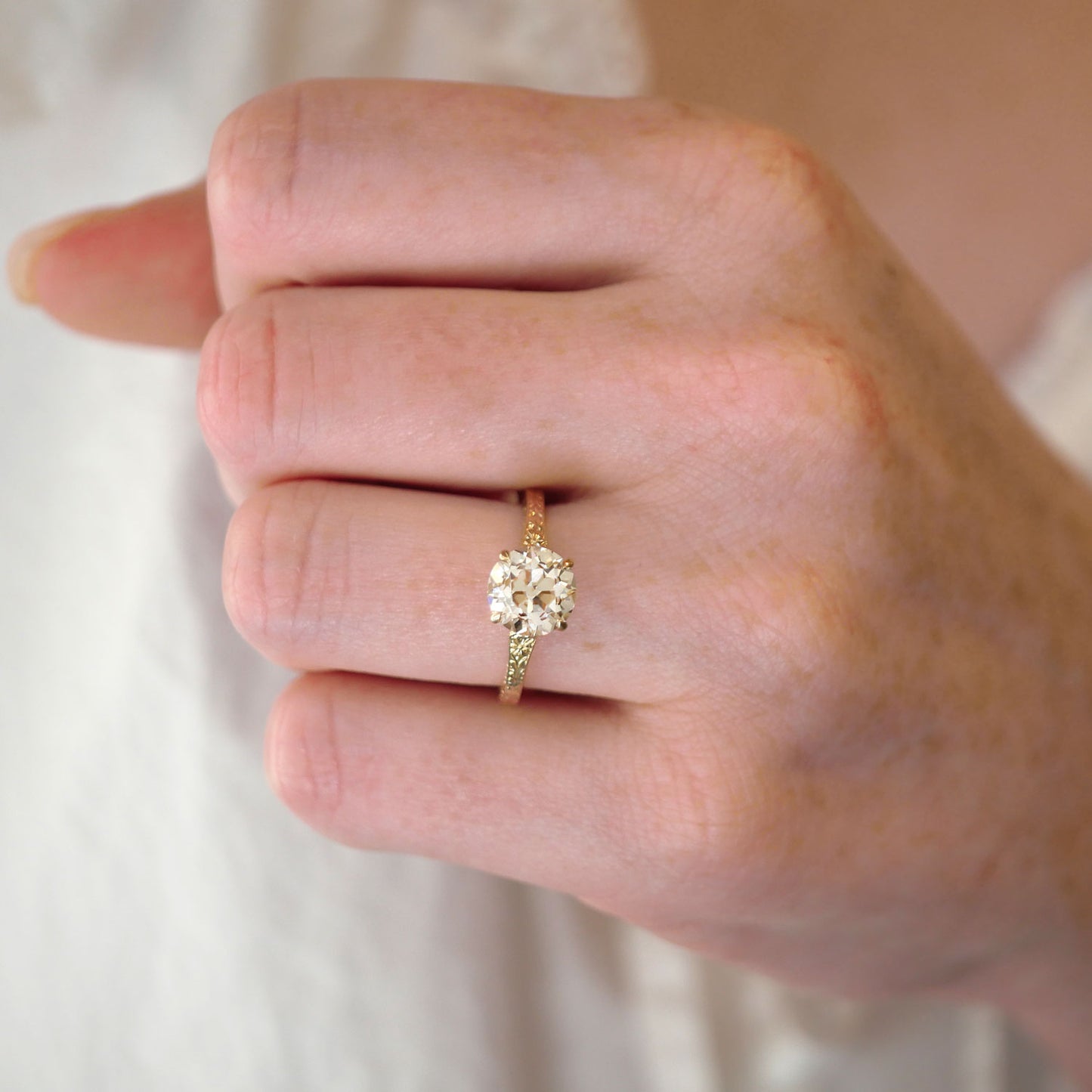 Moonflower Round Champagne Diamond Ring