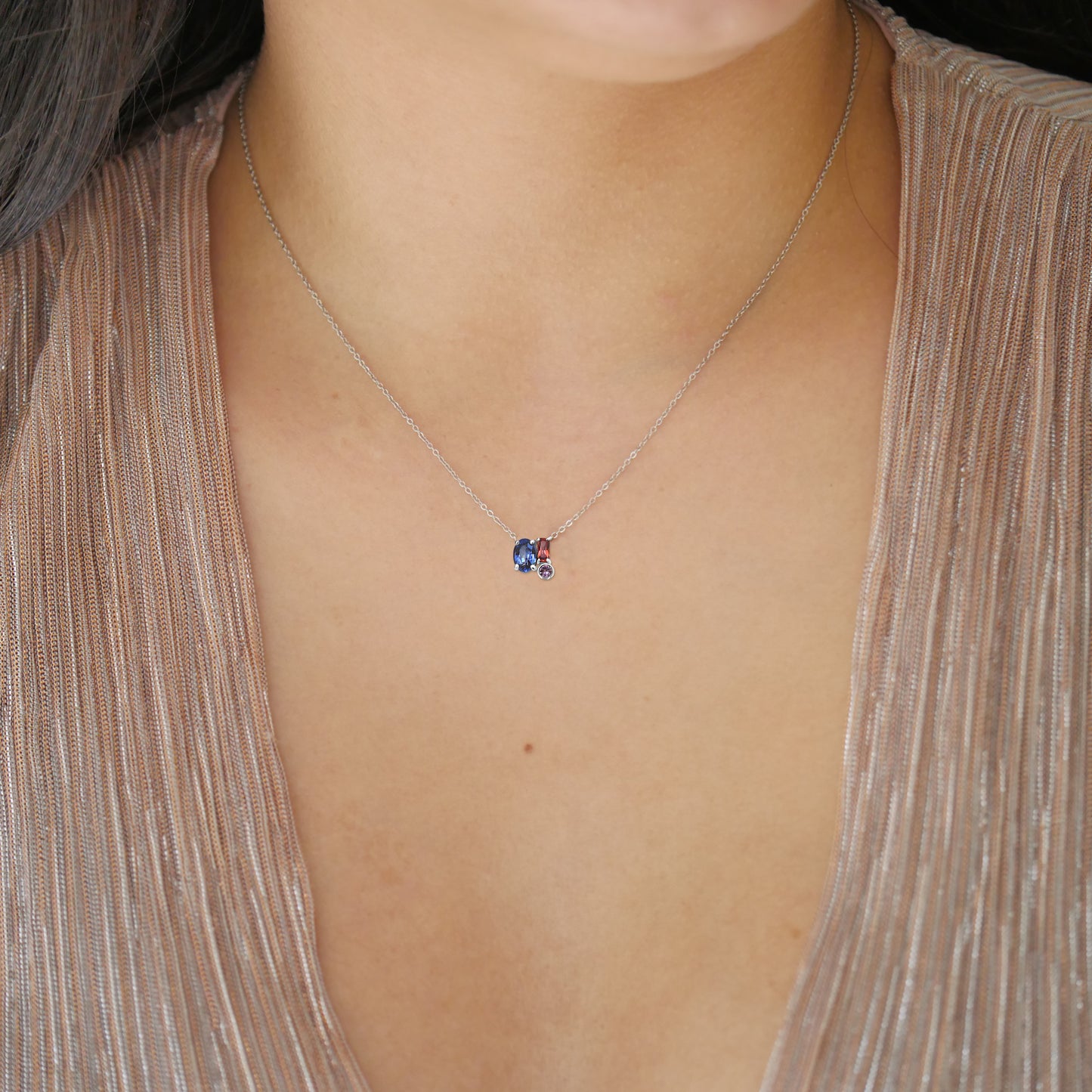 Blue Sapphire Confetti Pendant