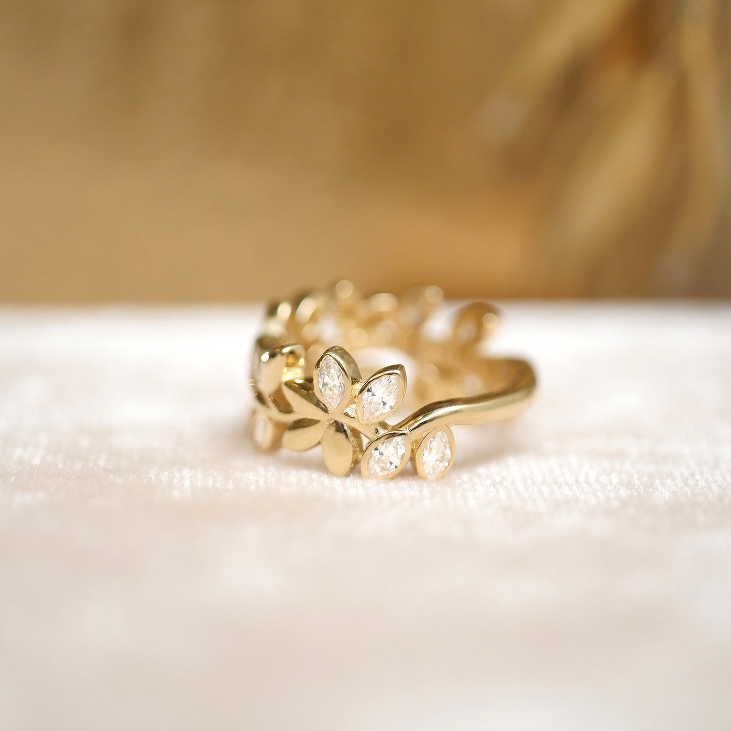 Custom Wide Leaf Diamond Band