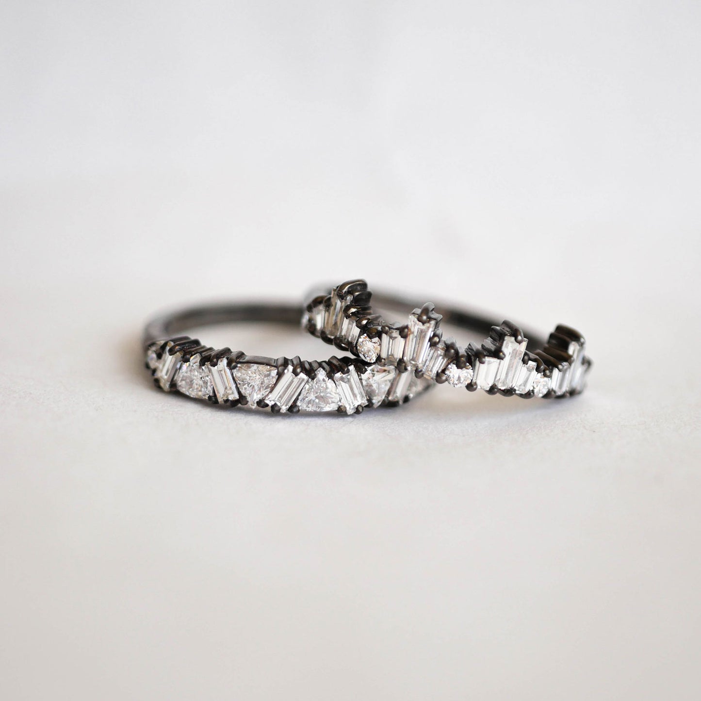 Custom Black Rhodium Stacking Ring Set