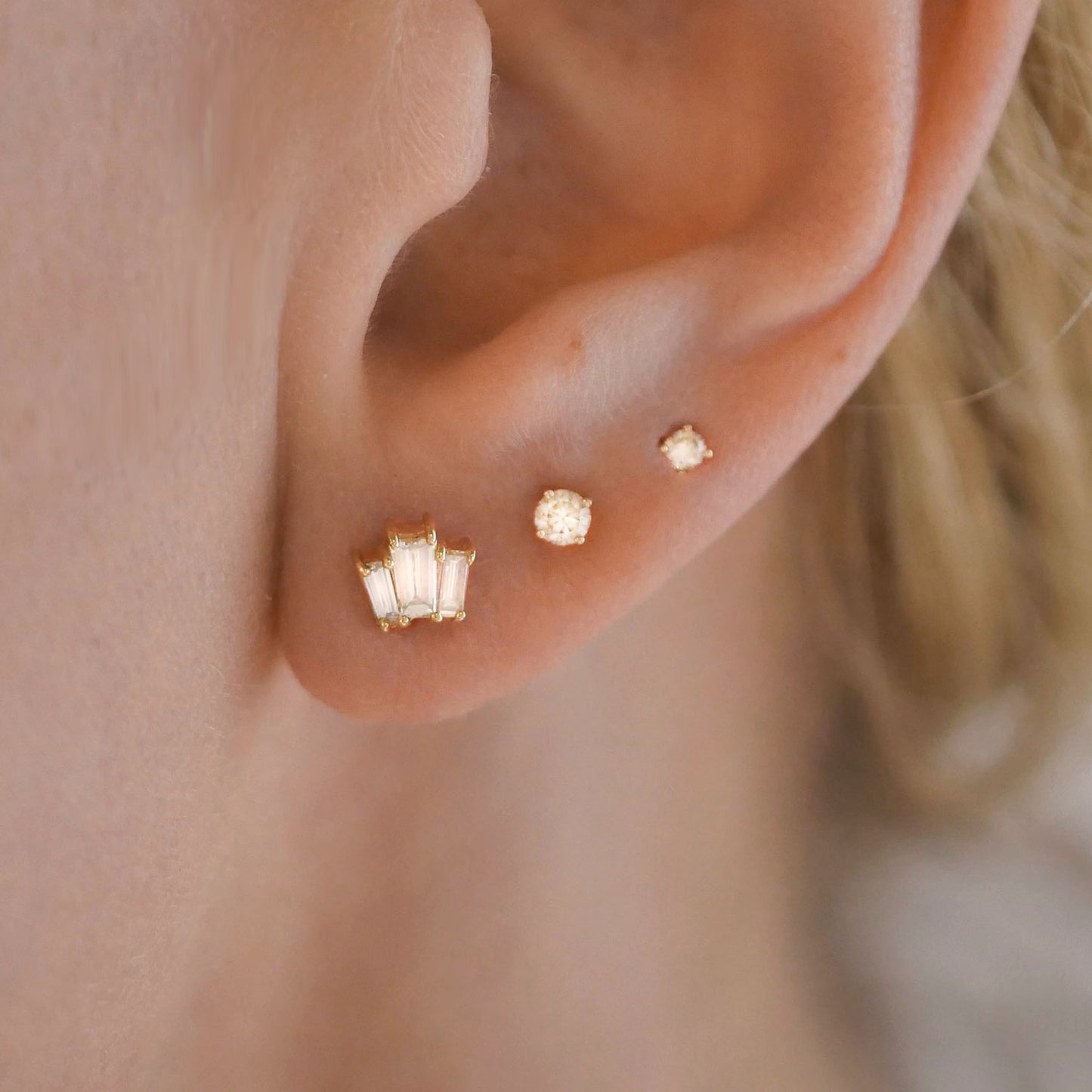 Baguette Diamond Mosaic Studs