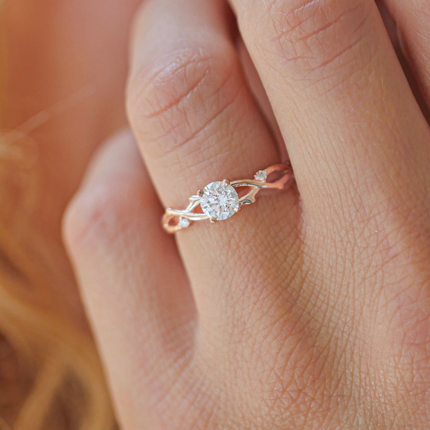 Custom Rose Gold Diamond Vine Ring