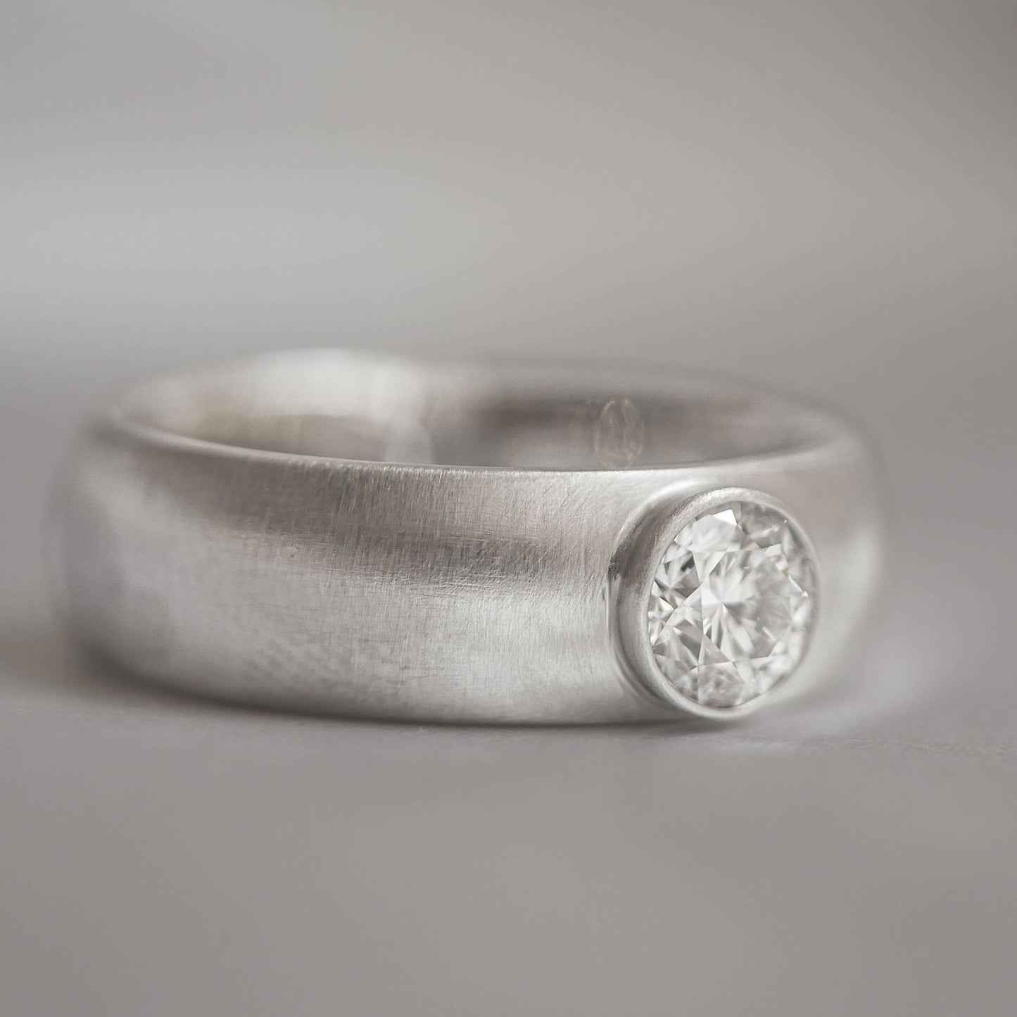 Custom 0.75 ctw Lab Diamond Satin Finish Men's Ring