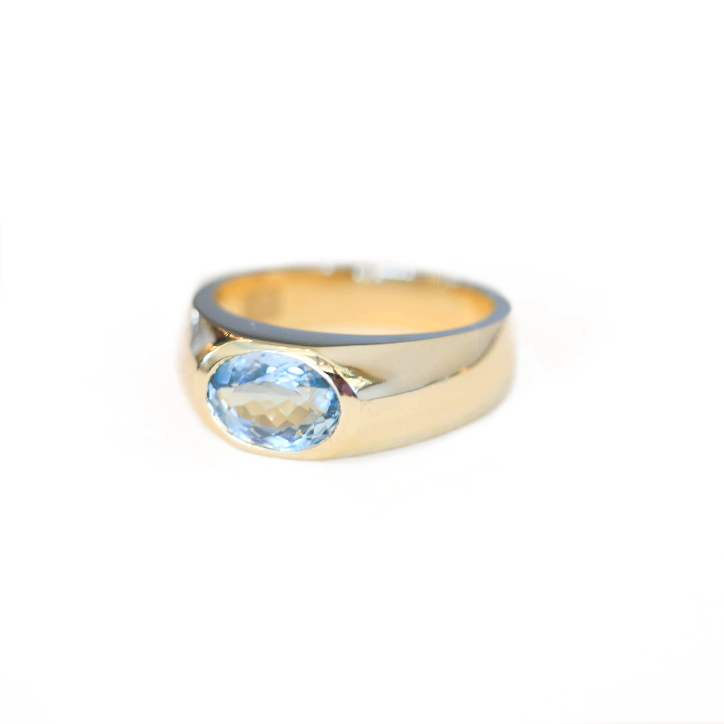 Custom Oval Aquamarine Gold Signet Ring