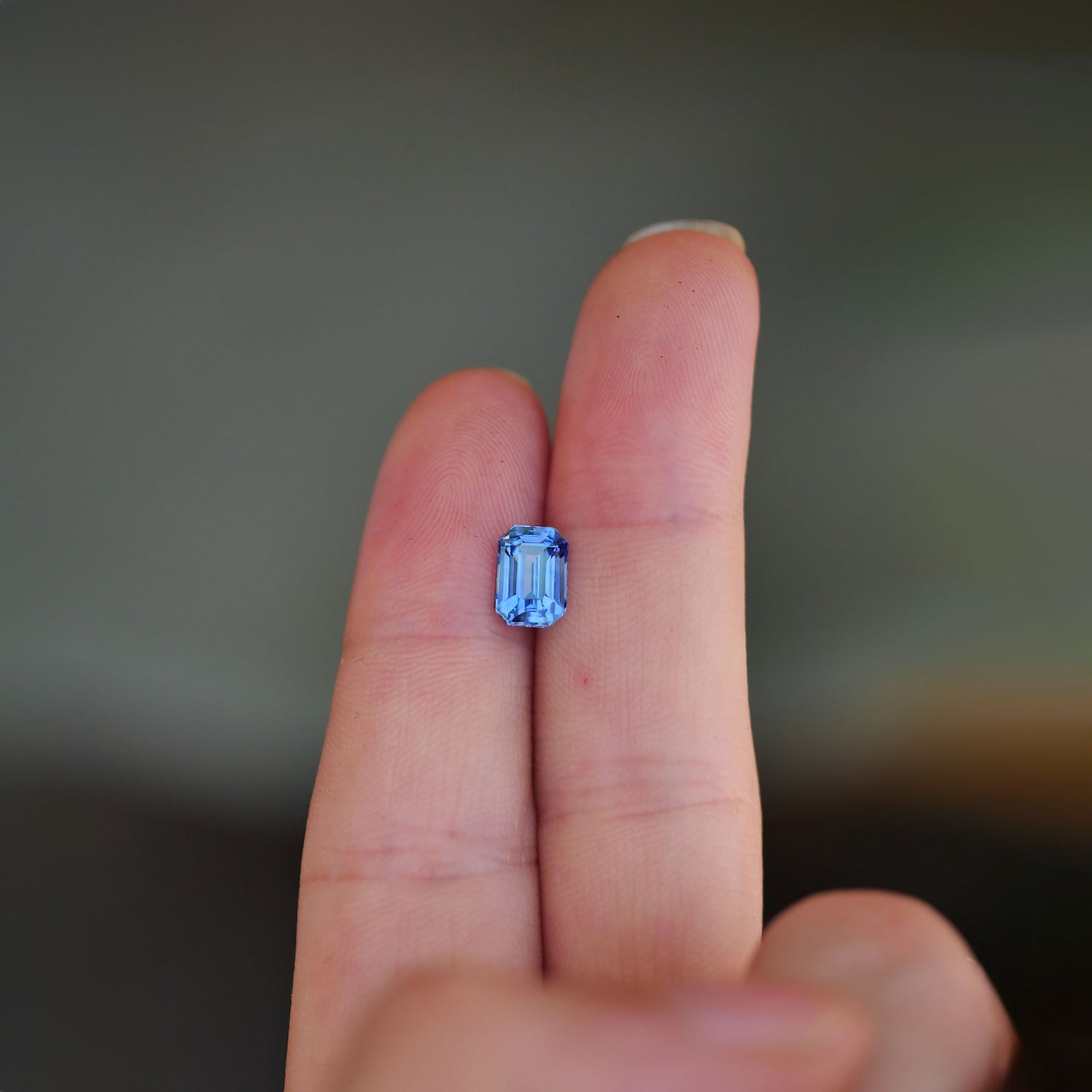 1.64 ctw Emerald Cut Vibrant Blue Sapphire
