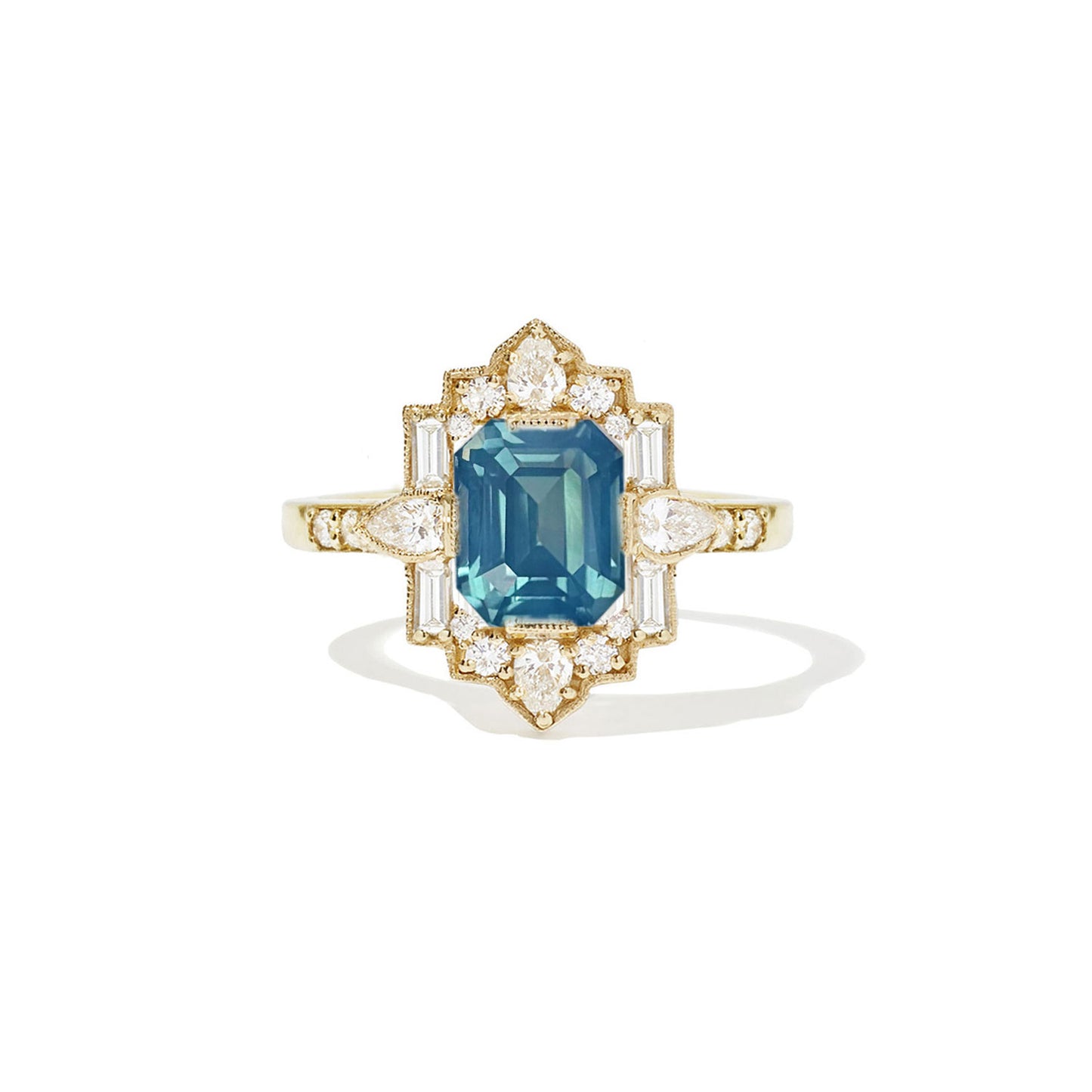 2.50 Emerald Cut Unheated Opalescent Teal Sapphire