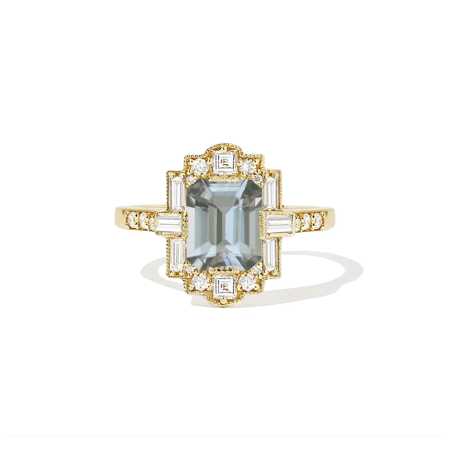 2.70 ctw Emerald Cut Light Grey Green Sapphire
