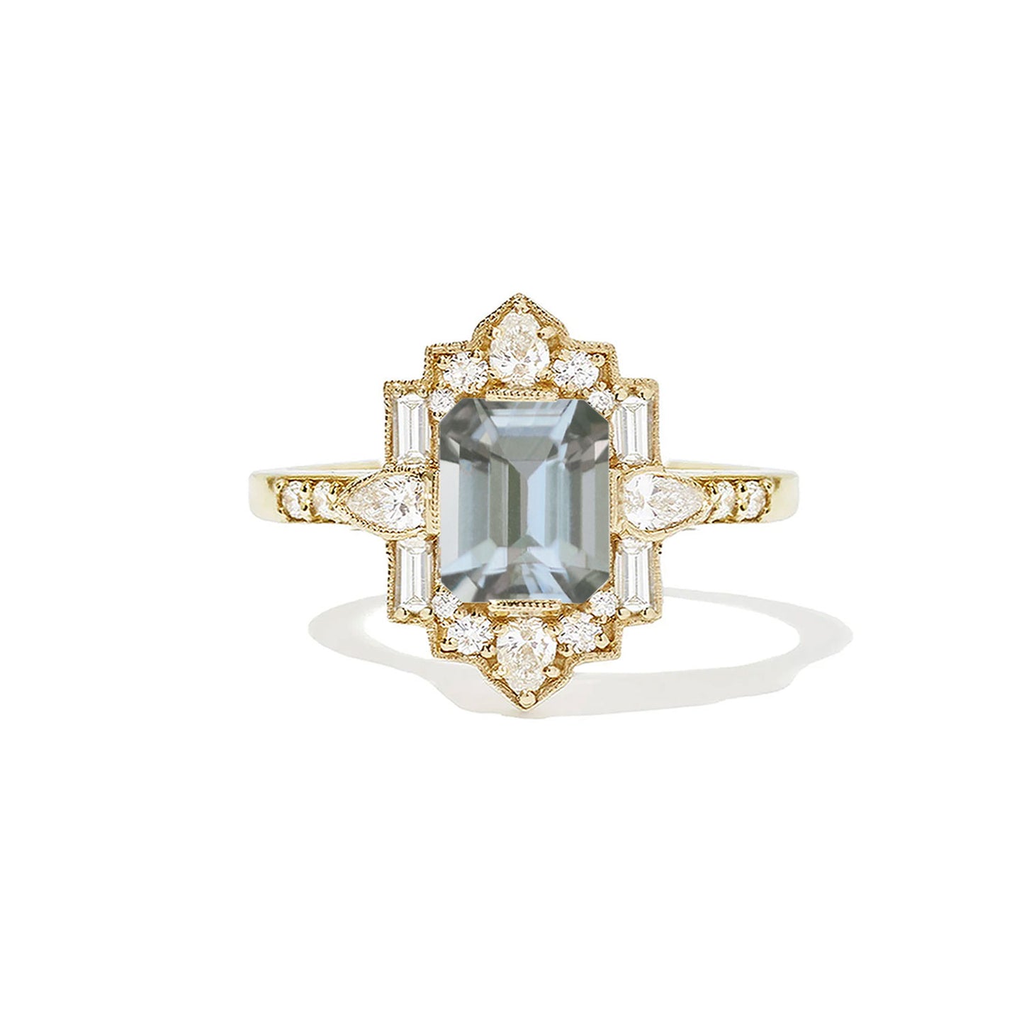2.70 ctw Emerald Cut Light Grey Green Sapphire