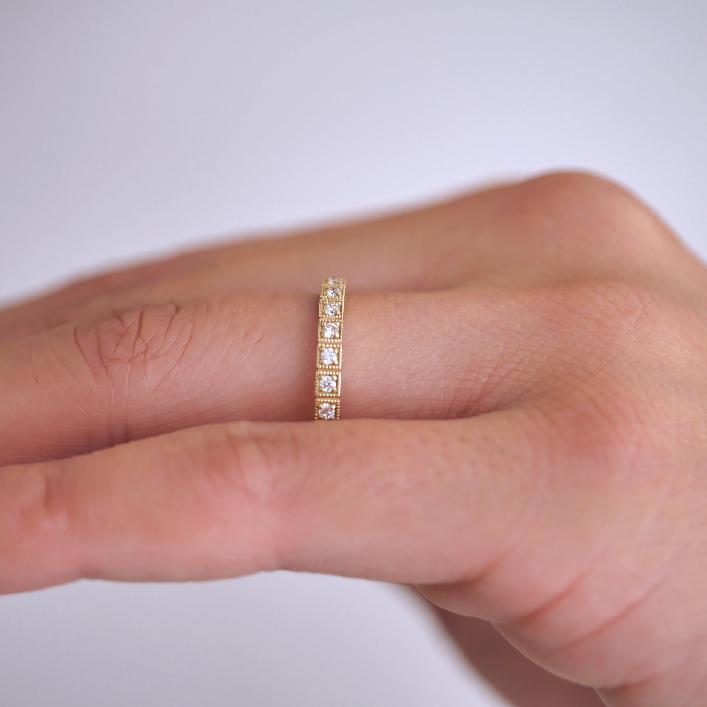 2mm Notched Deco Diamond Eternity Ring
