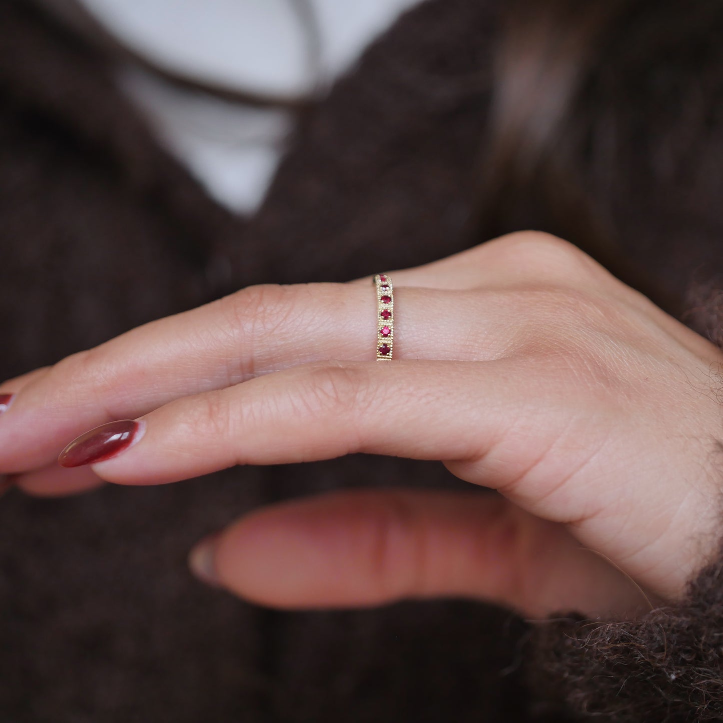 2mm Notched Deco Ruby Eternity Ring