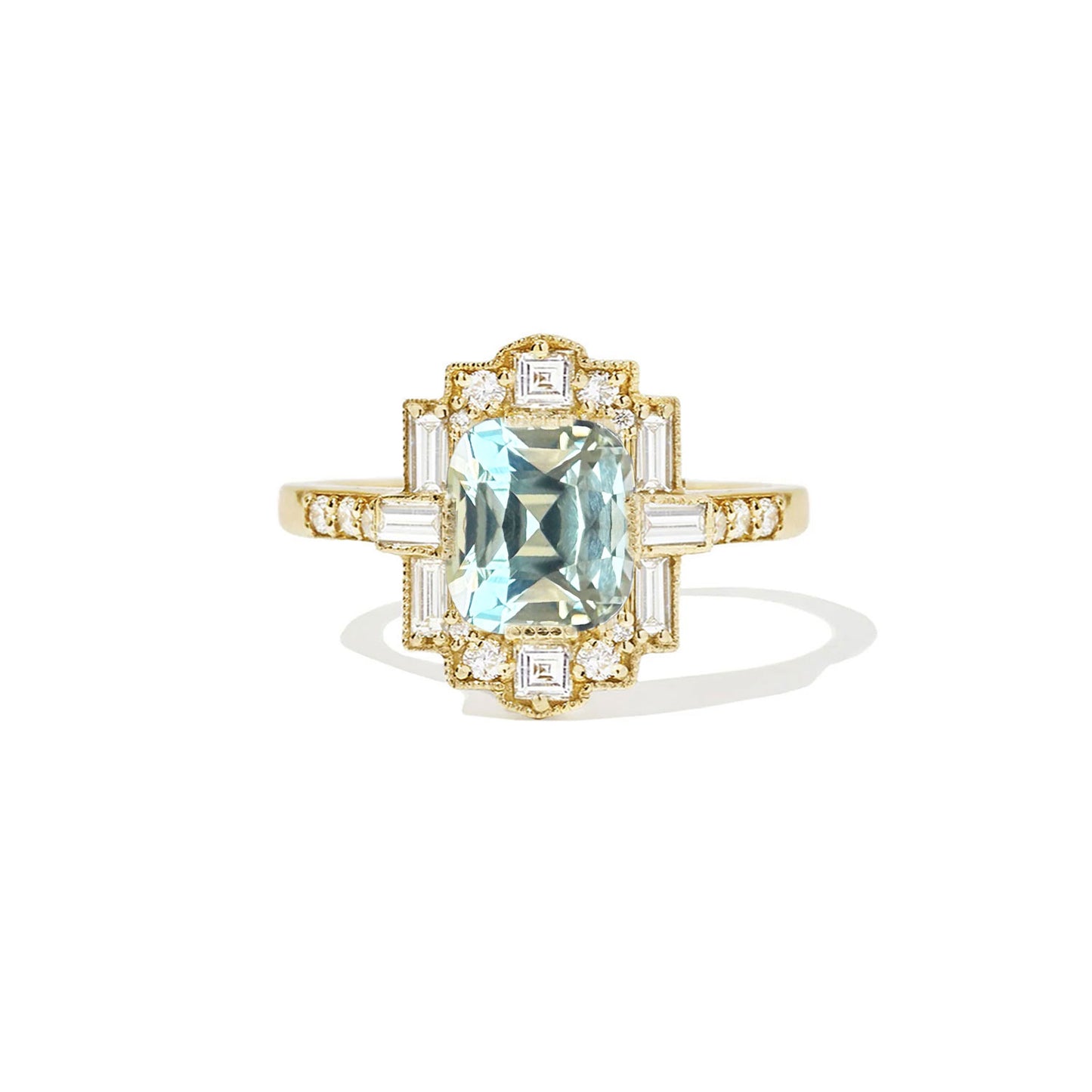 4.79 Antique Cushion Cut Light Green Sapphire