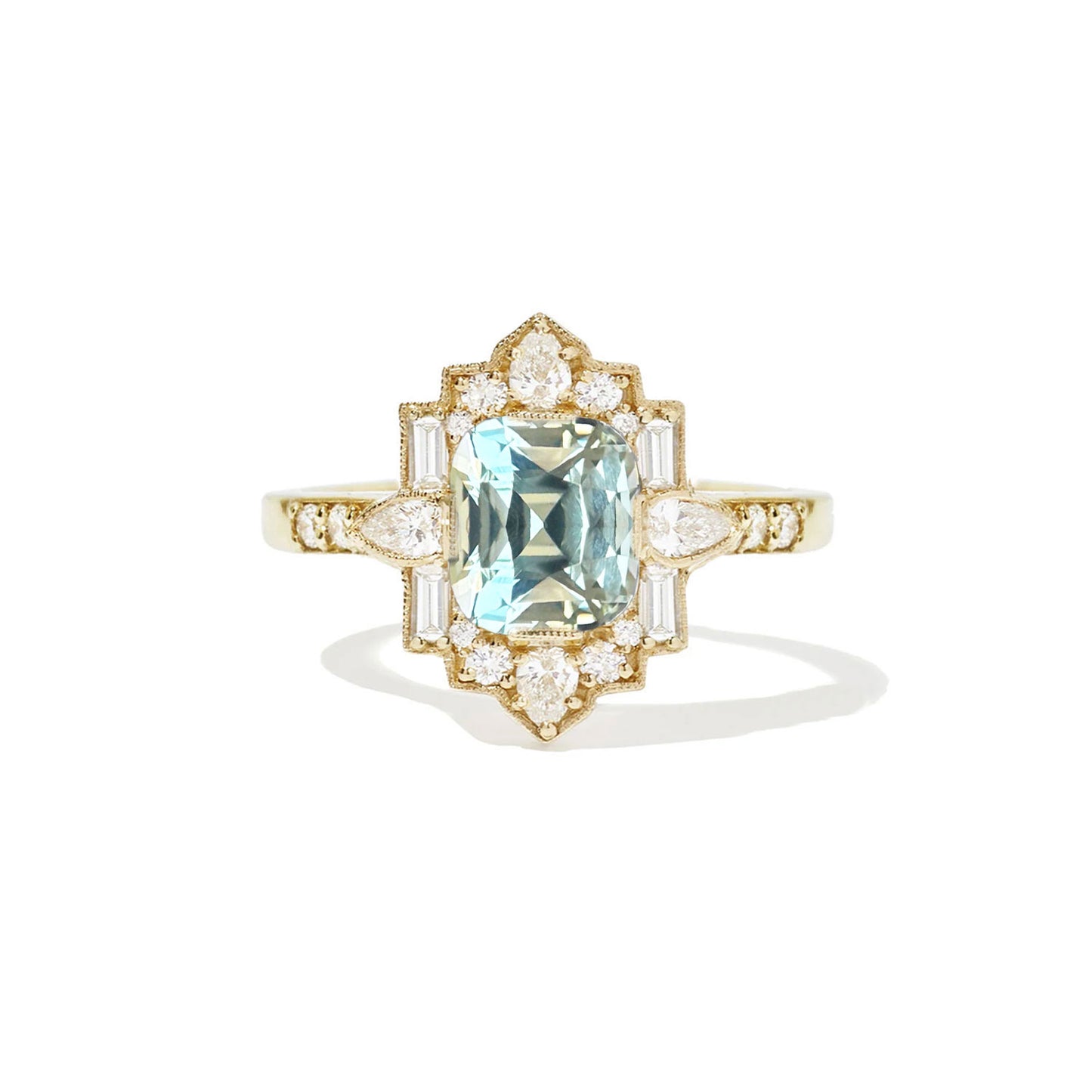 4.79 Antique Cushion Cut Light Green Sapphire