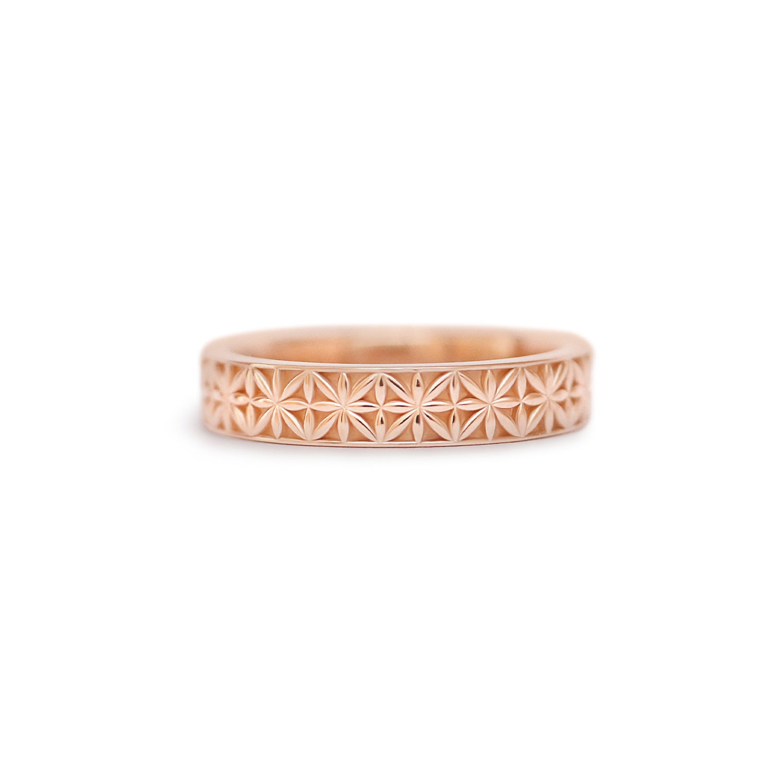 14k rose gold antique star wedding band