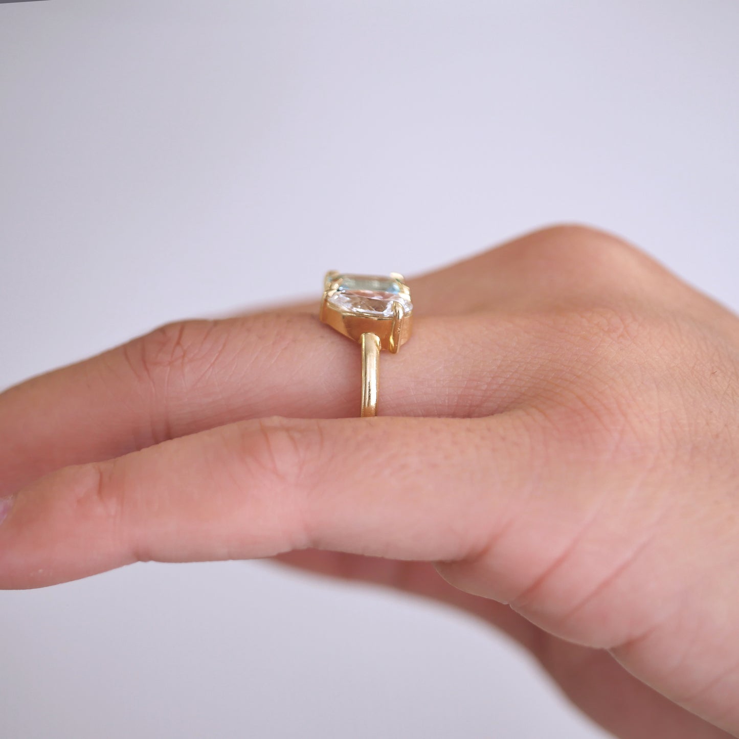 Aquamarine & Pear Diamond Toi et Moi Ring