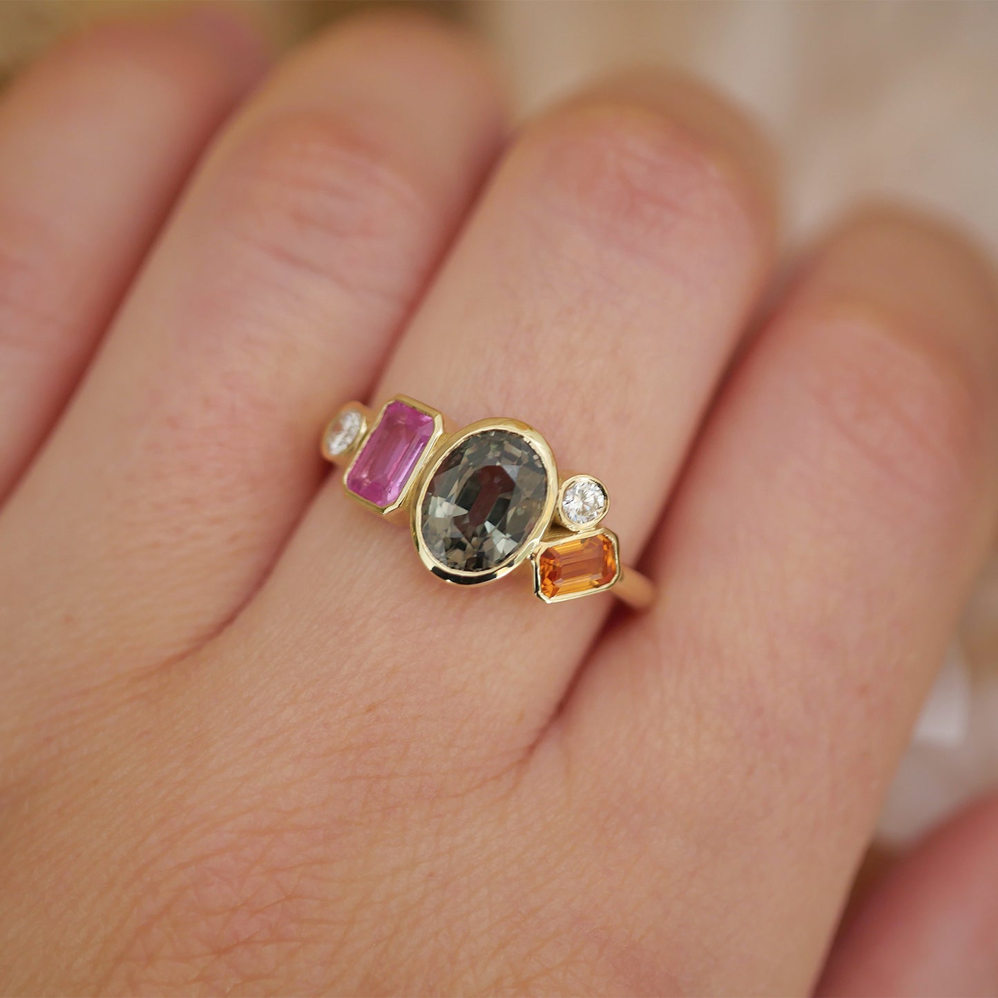 Custom Sapphire Cluster Ring