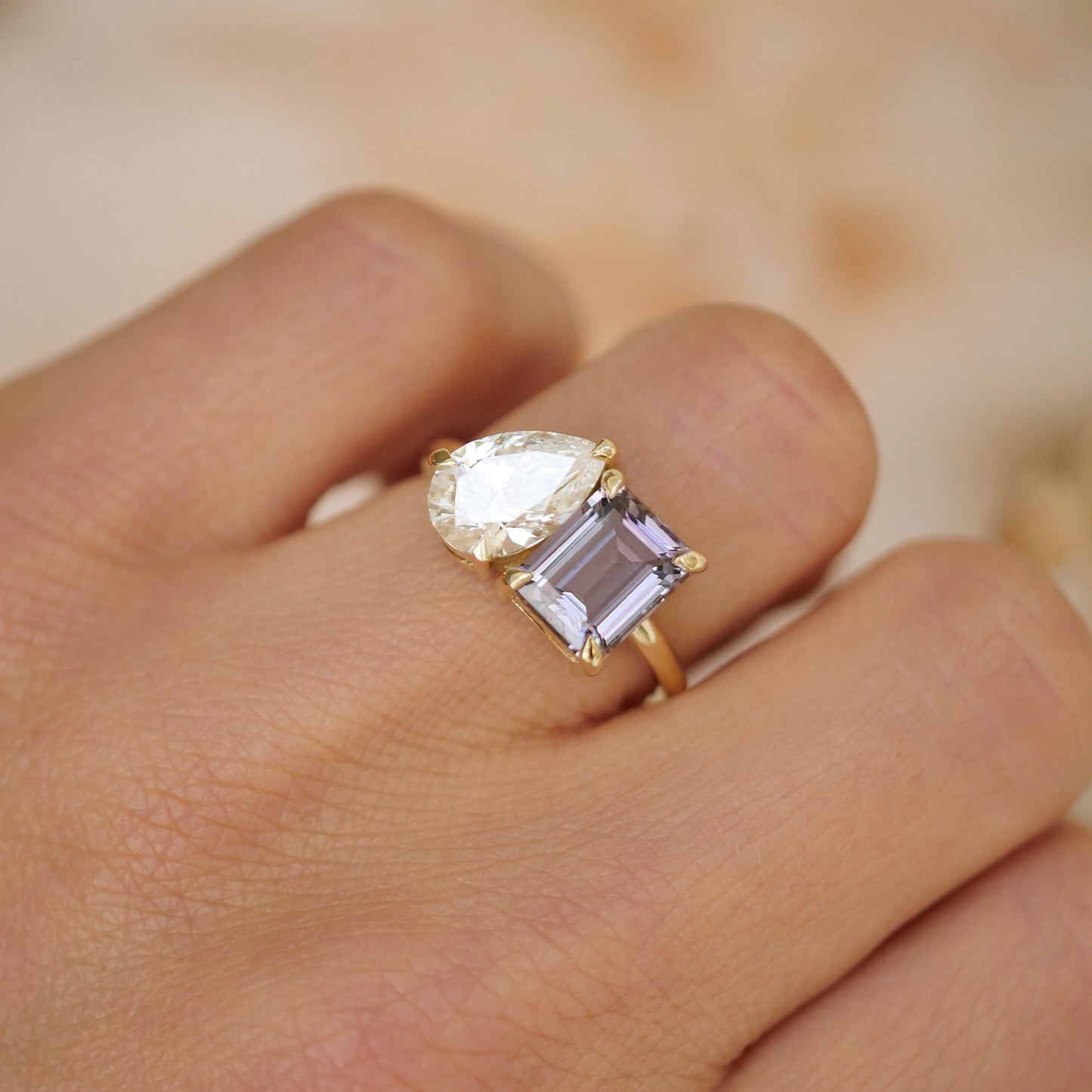 Custom Tanzanite Toi et Moi Ring
