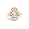 Custom Rose Gold Oval Shape Marquise and Round Brilliant Cut Diamond Mosaic Ring