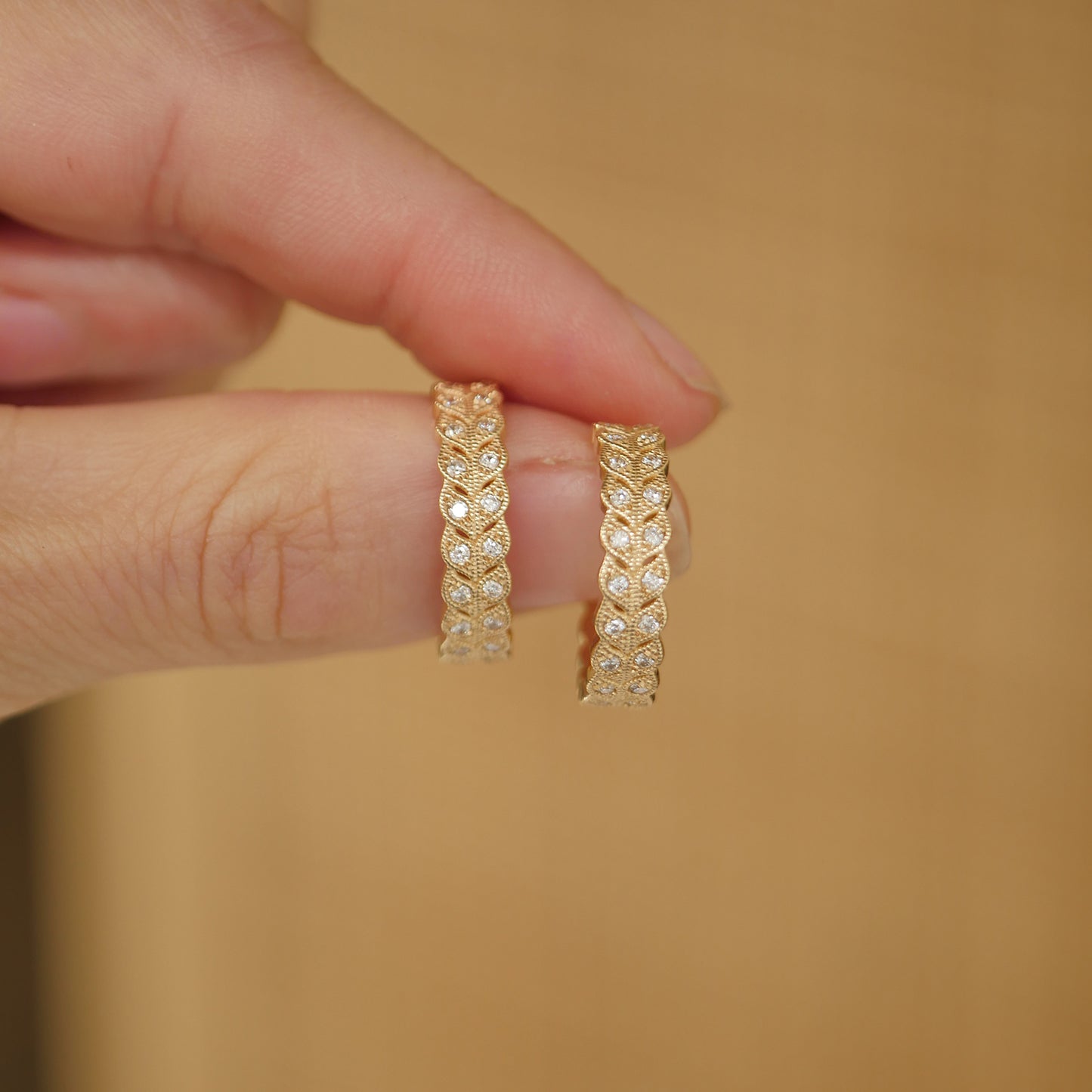 Diamond Deco Trim Hoop Earrings