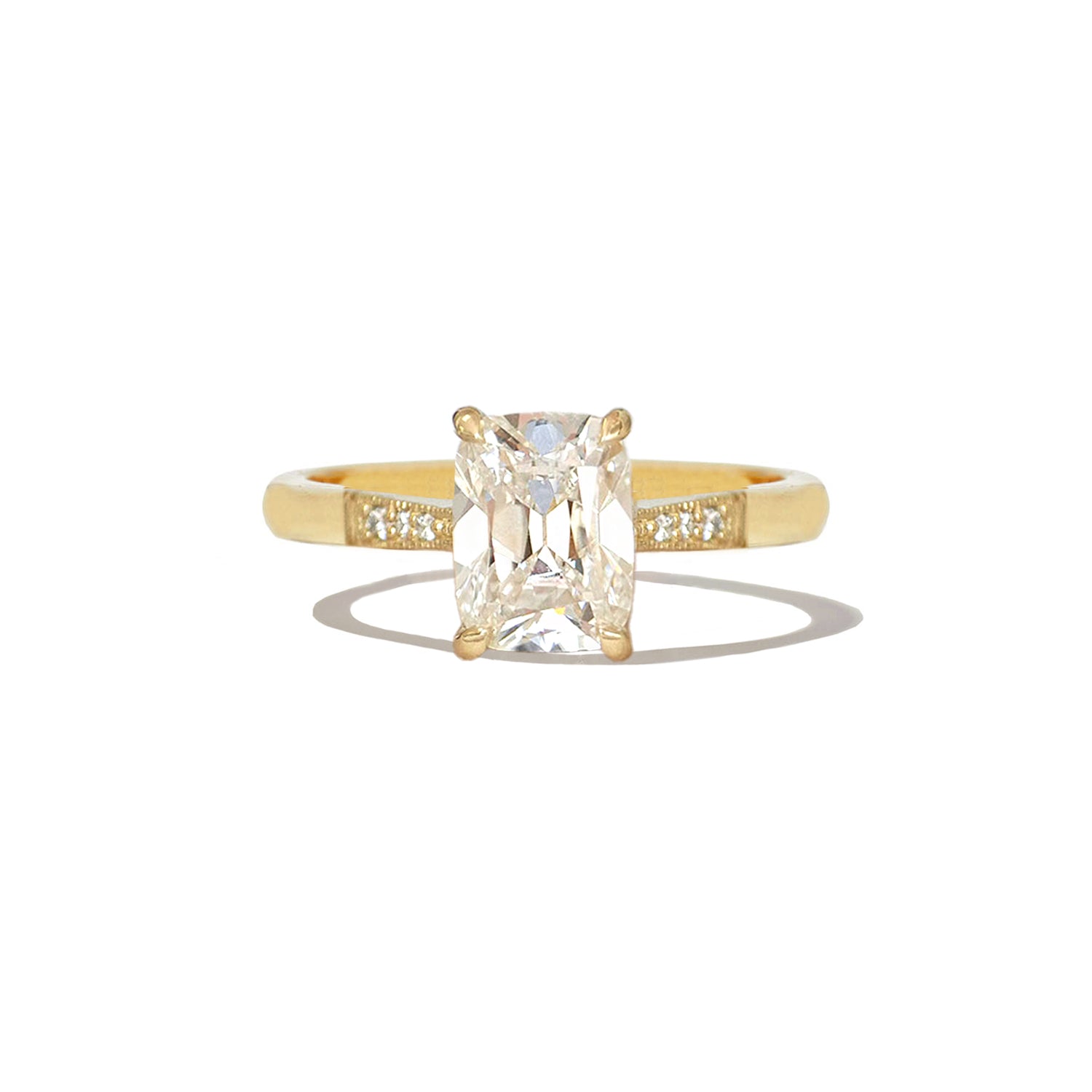 Custom Elongated Antique Cushion Lab Engagement Ring