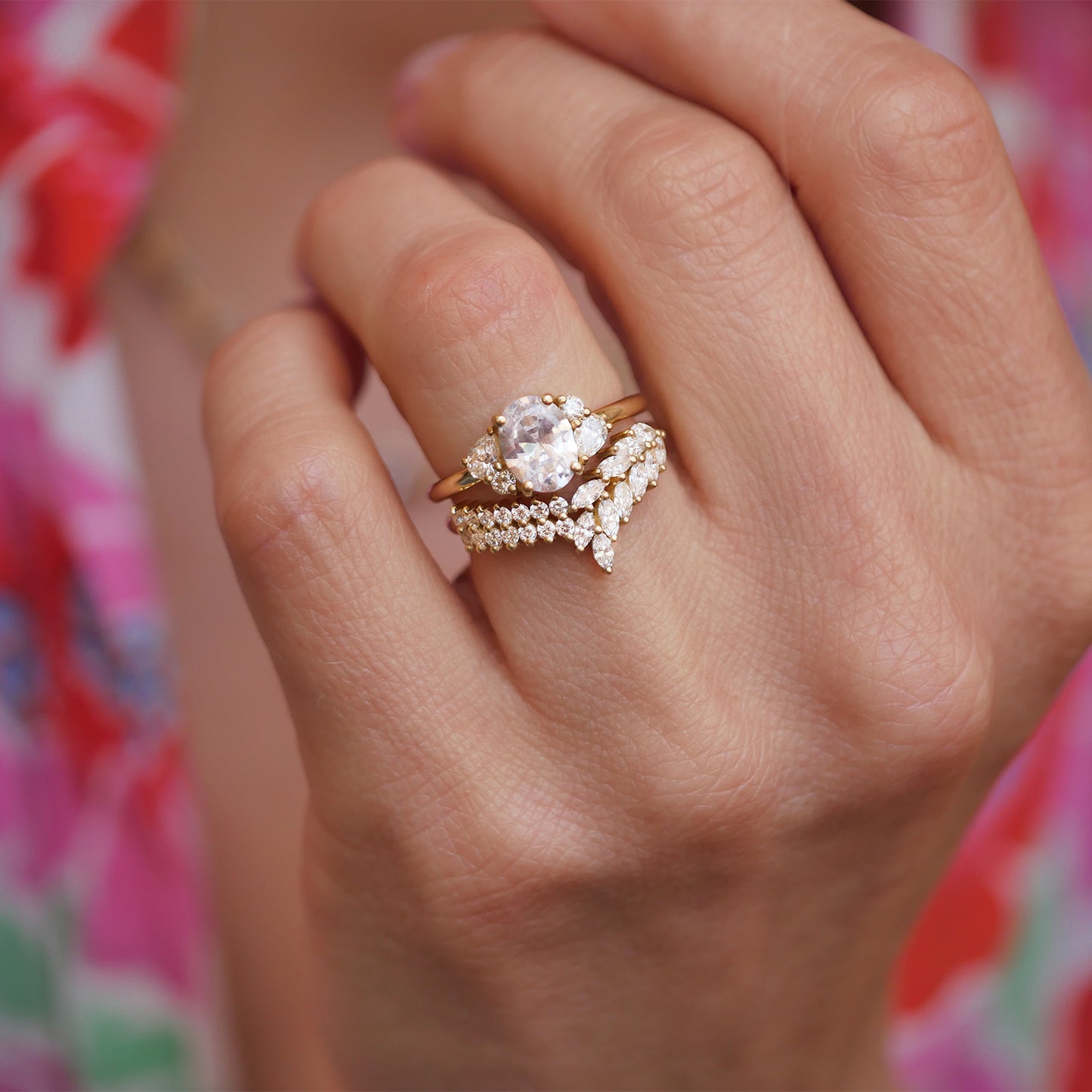 Marquise & Round Feather Contour Diamond Ring