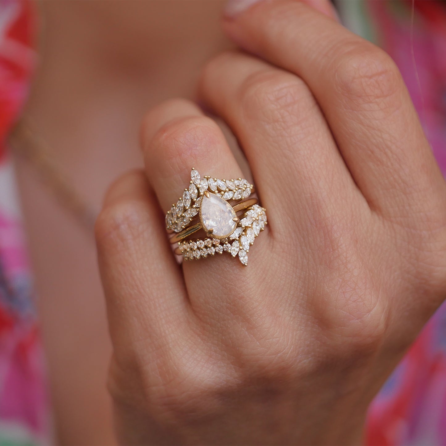 Marquise & Round Feather Contour Diamond Ring