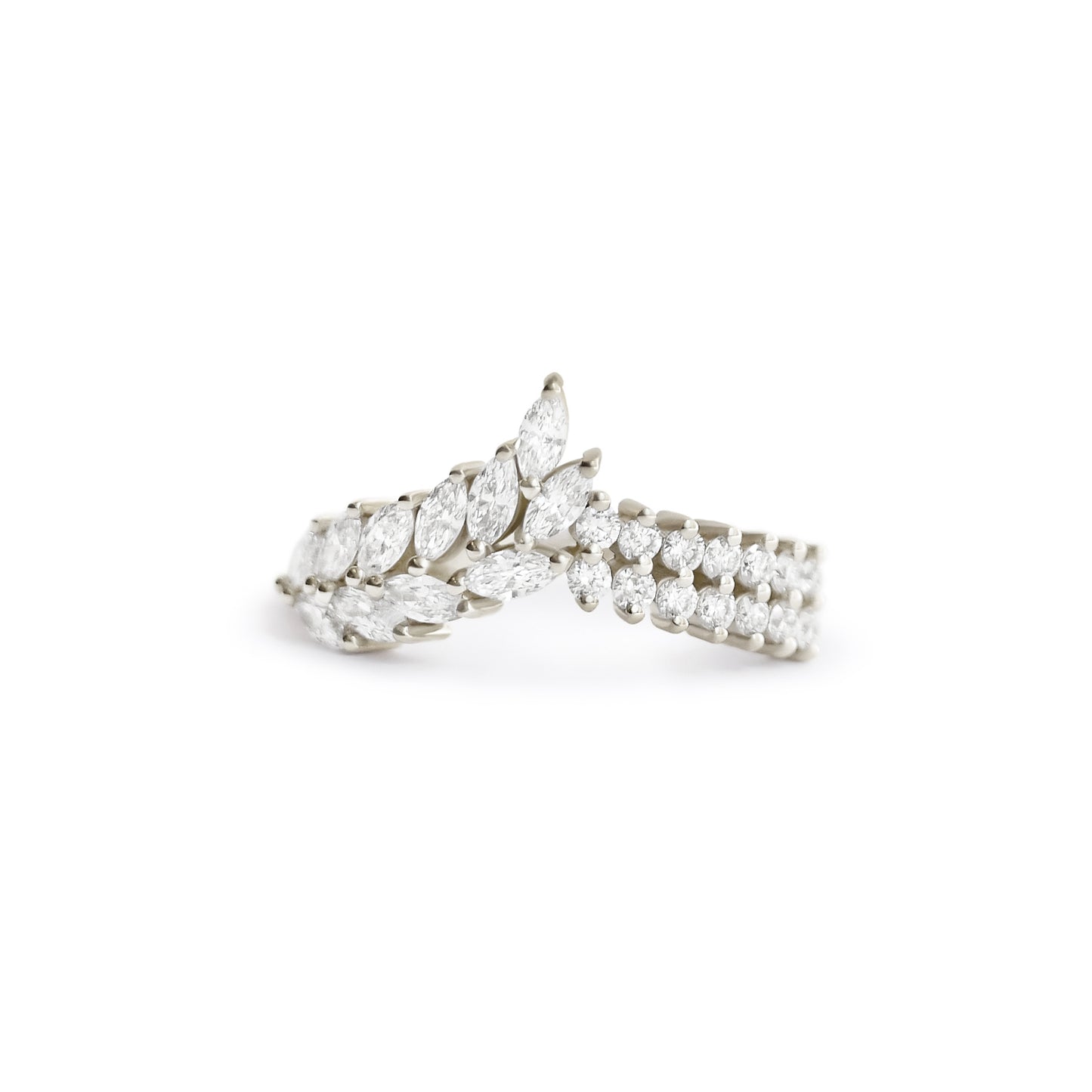 Marquise & Round Feather Contour Diamond Ring