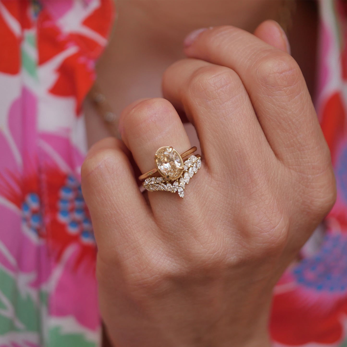 Marquise Feather Contour Diamond Ring