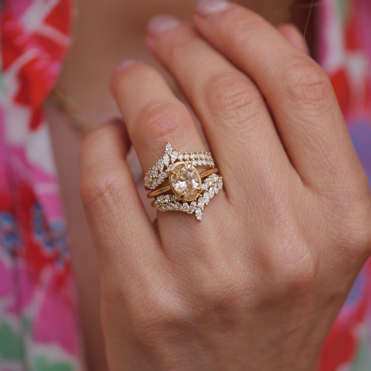 Marquise Feather Contour Diamond Ring