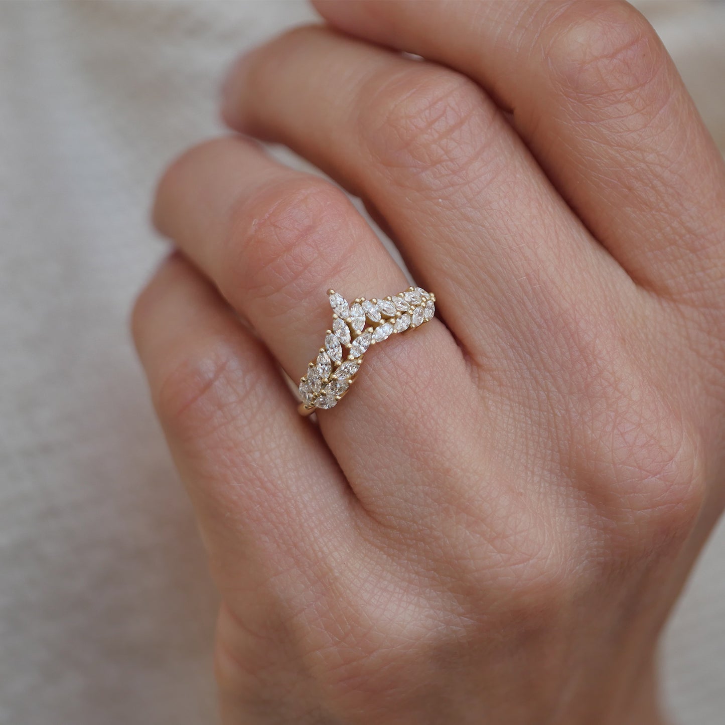 Marquise Feather Contour Diamond Ring