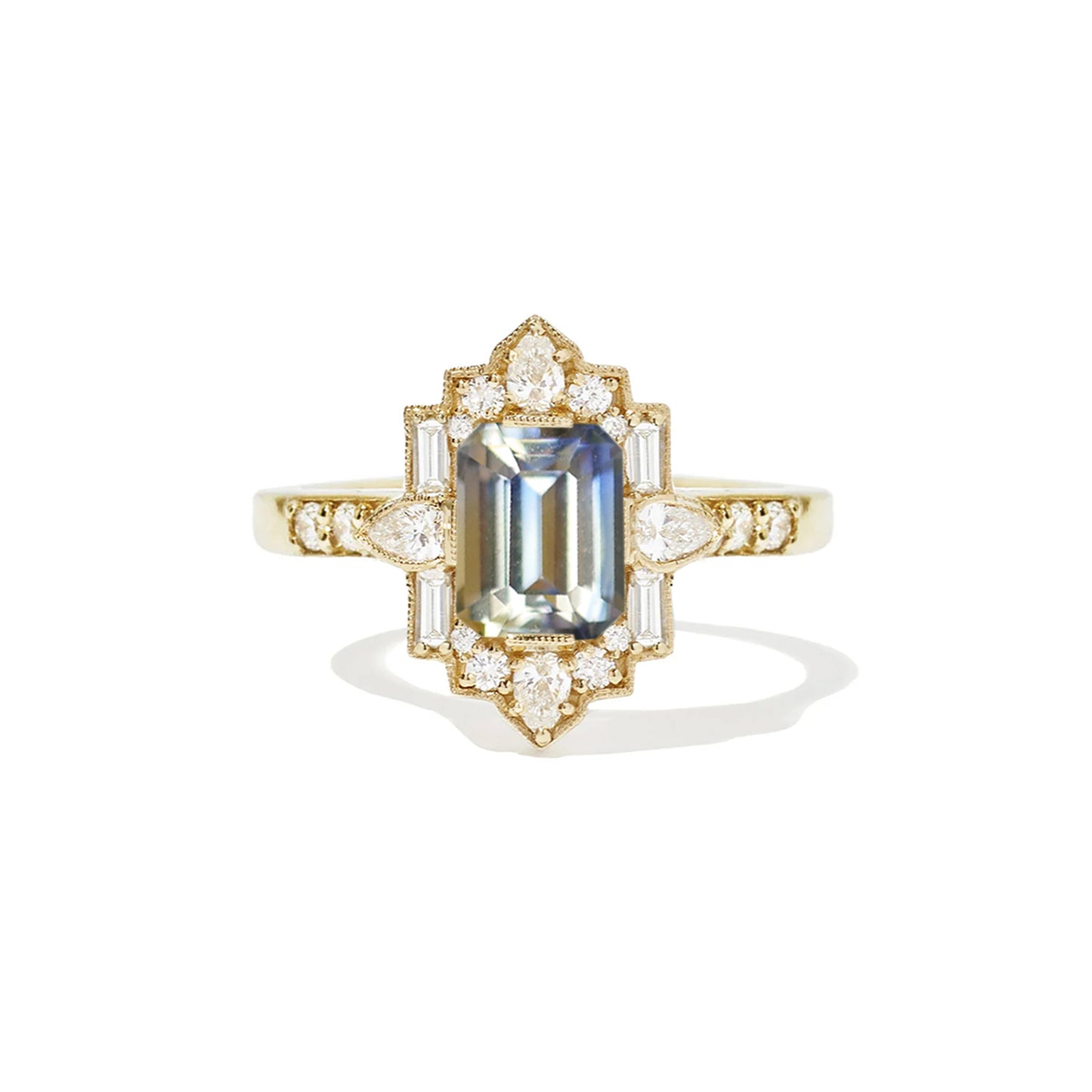 1.20 ctw Emerald Cut Bi Color Sapphire