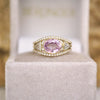 Custom Oval Pink Sapphire & Trillion Diamond Stacking Ring Set
