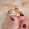 Custom Oval Pink Sapphire & Trillion Diamond Stacking Ring Set
