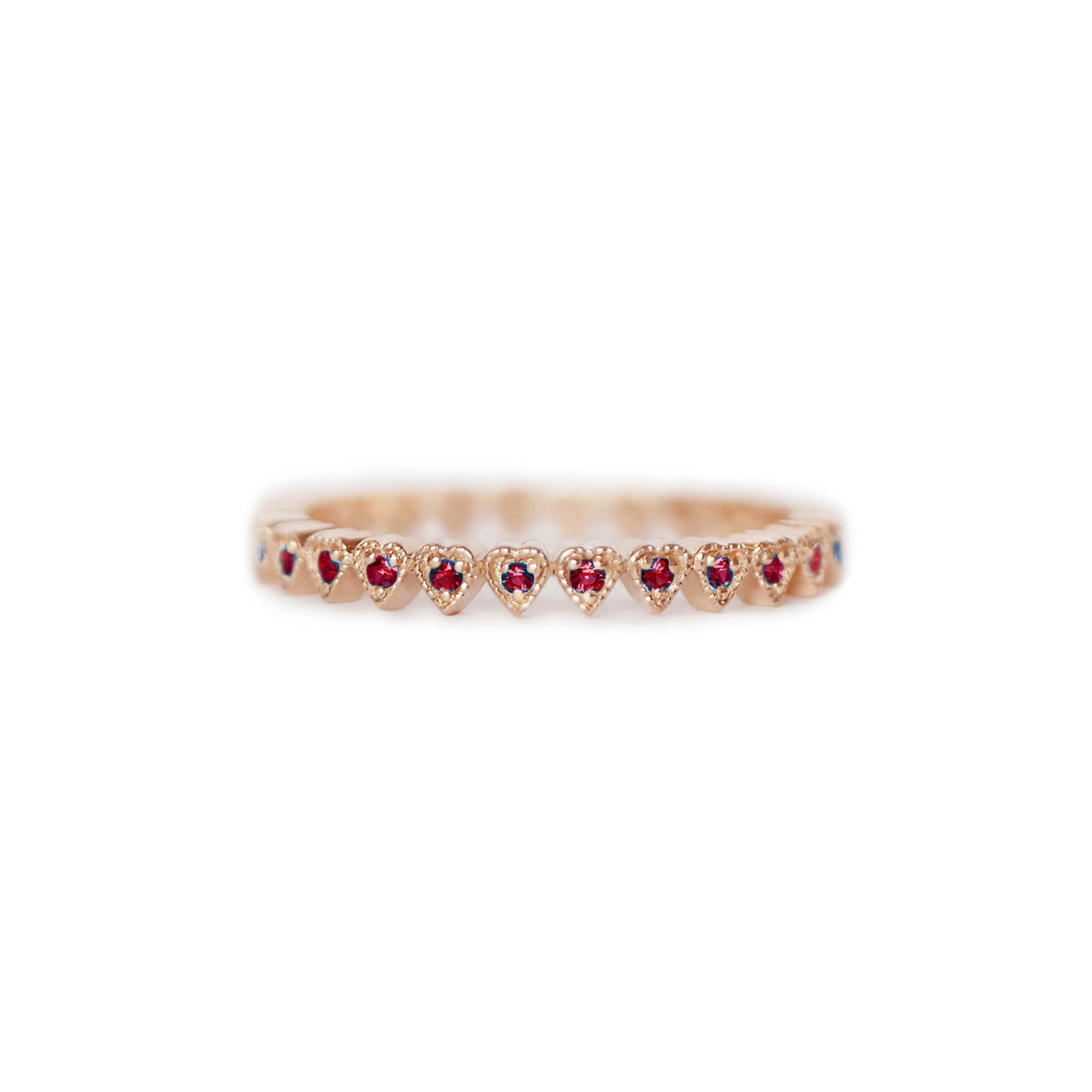 Ruby Deco Notched Heart Eternity Ring