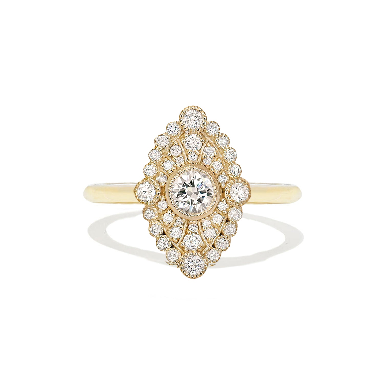 Marquise Shape Round Diamond Mosaic Ring