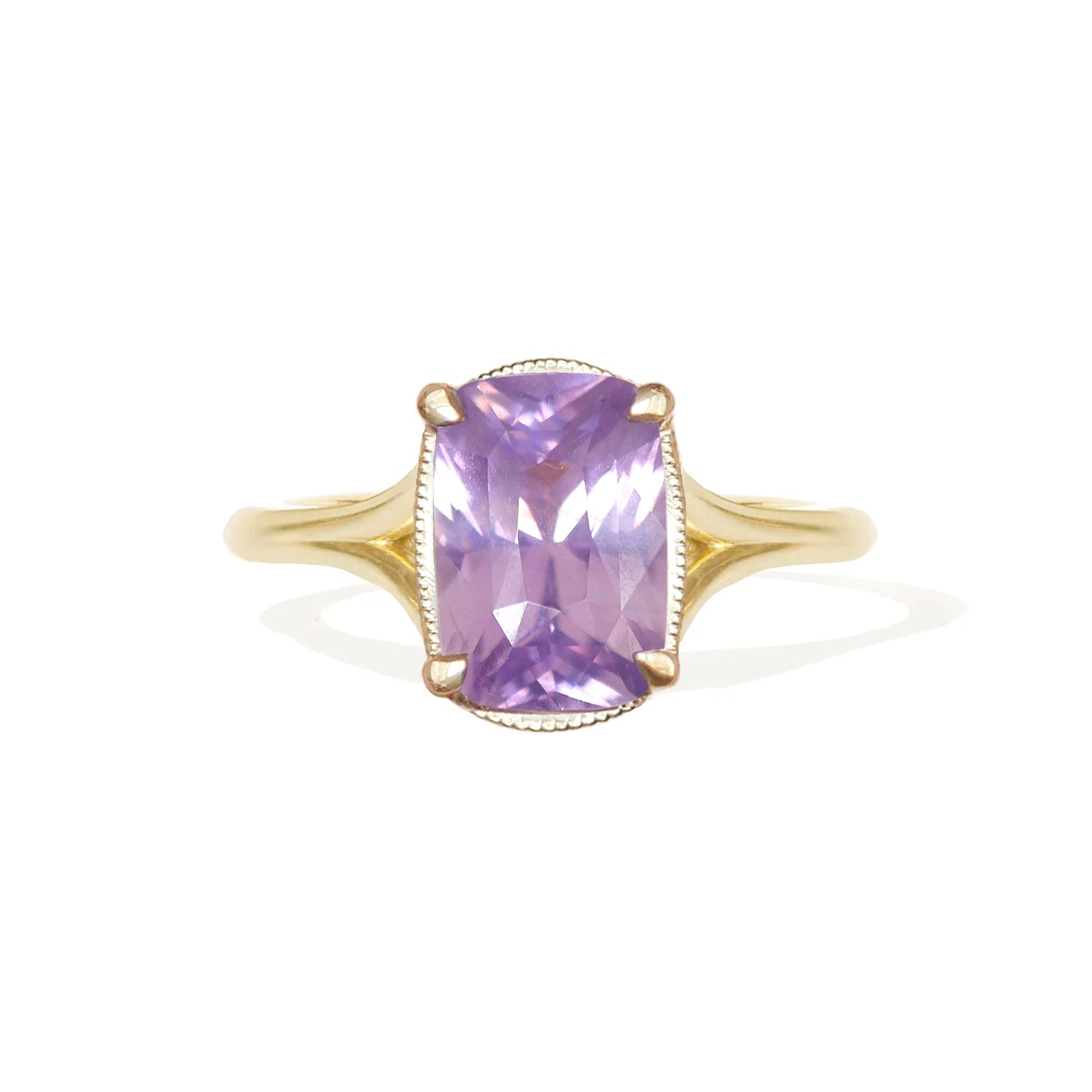 Split Shank Opalescent Purple Sapphire Solitaire