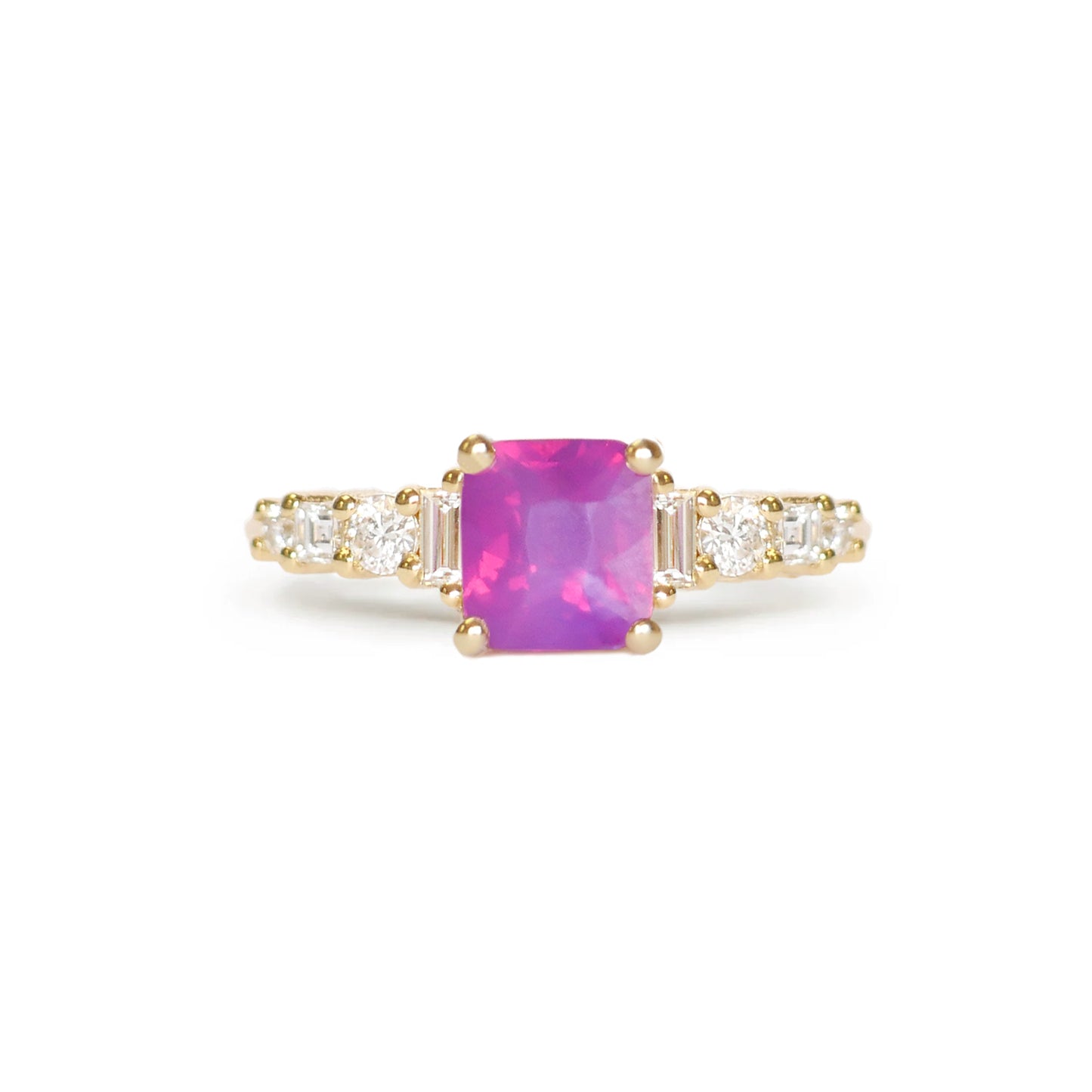 Cushion Opalescent Ruby Nouveau Ring