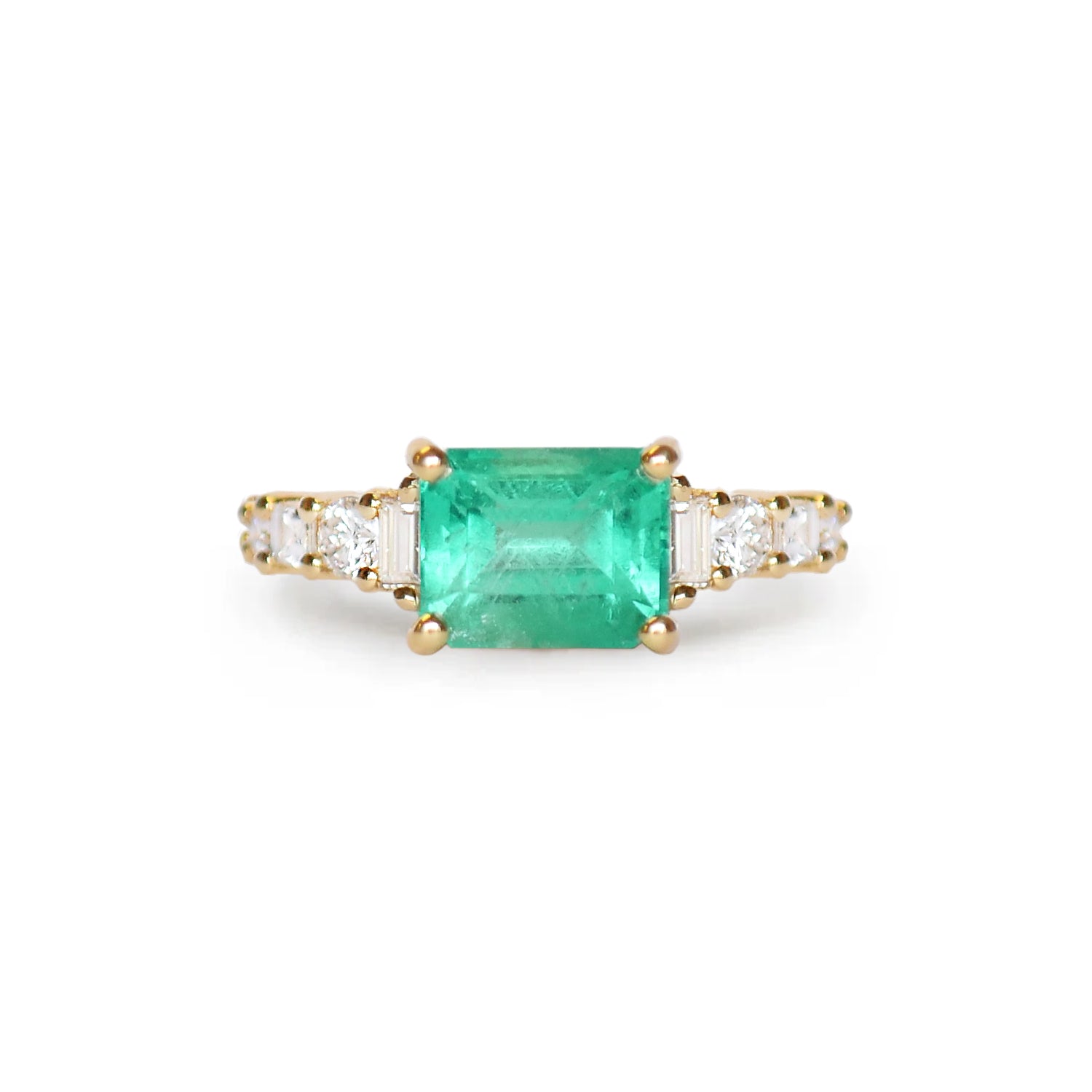 Colombian Emerald Nouveau Ring