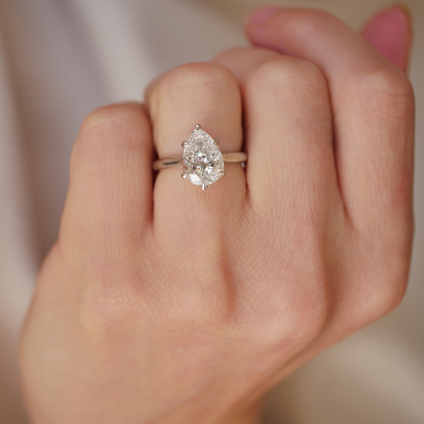 Antique Pear Diamond Solitaire Ring