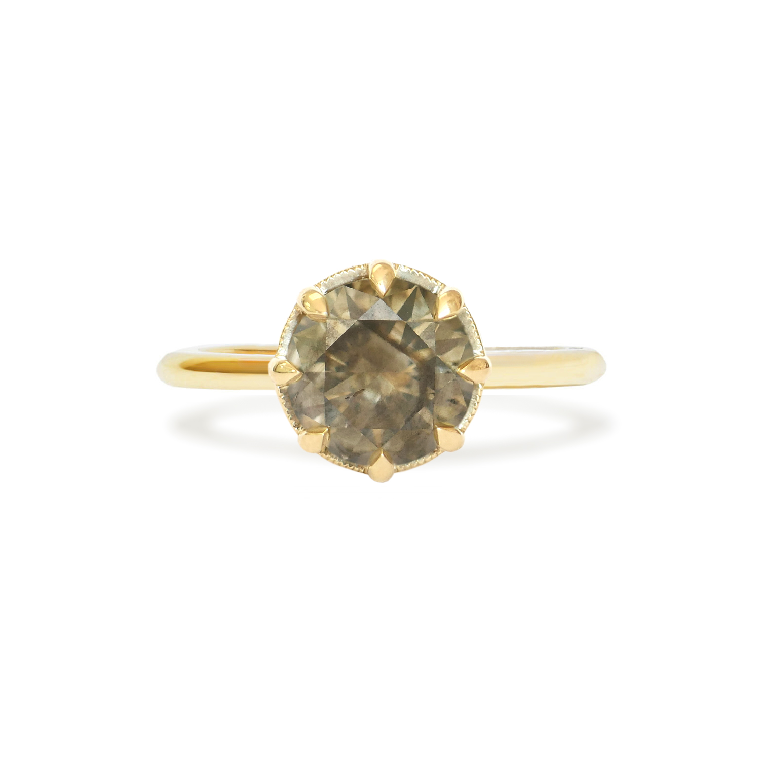 Opalescent Yellow Brown Diamond Solitaire