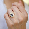 Color Change Purple-Green Sapphire Deco Emerald Cut Diamond Mosaic Ring