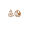 Rose gold teardrop-shaped earrings with diamonds and huggie closure.