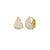 14k Gold teardrop-shaped earrings with diamonds and huggie closure. 