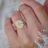 Peach Sapphire Deco Emerald Cut Diamond Mosaic Ring