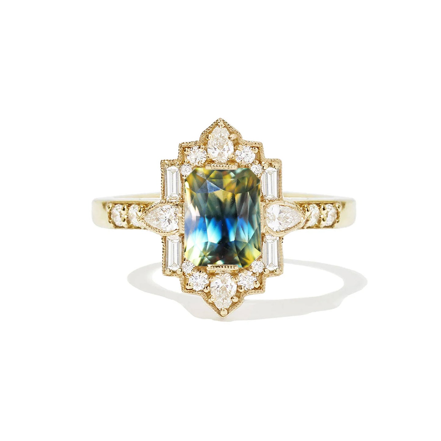 3.34 ctw Radiant Bi-color Blue Yellow Green Sapphire