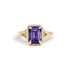 Split Shank Purple Emerald Cut Sapphire Solitaire