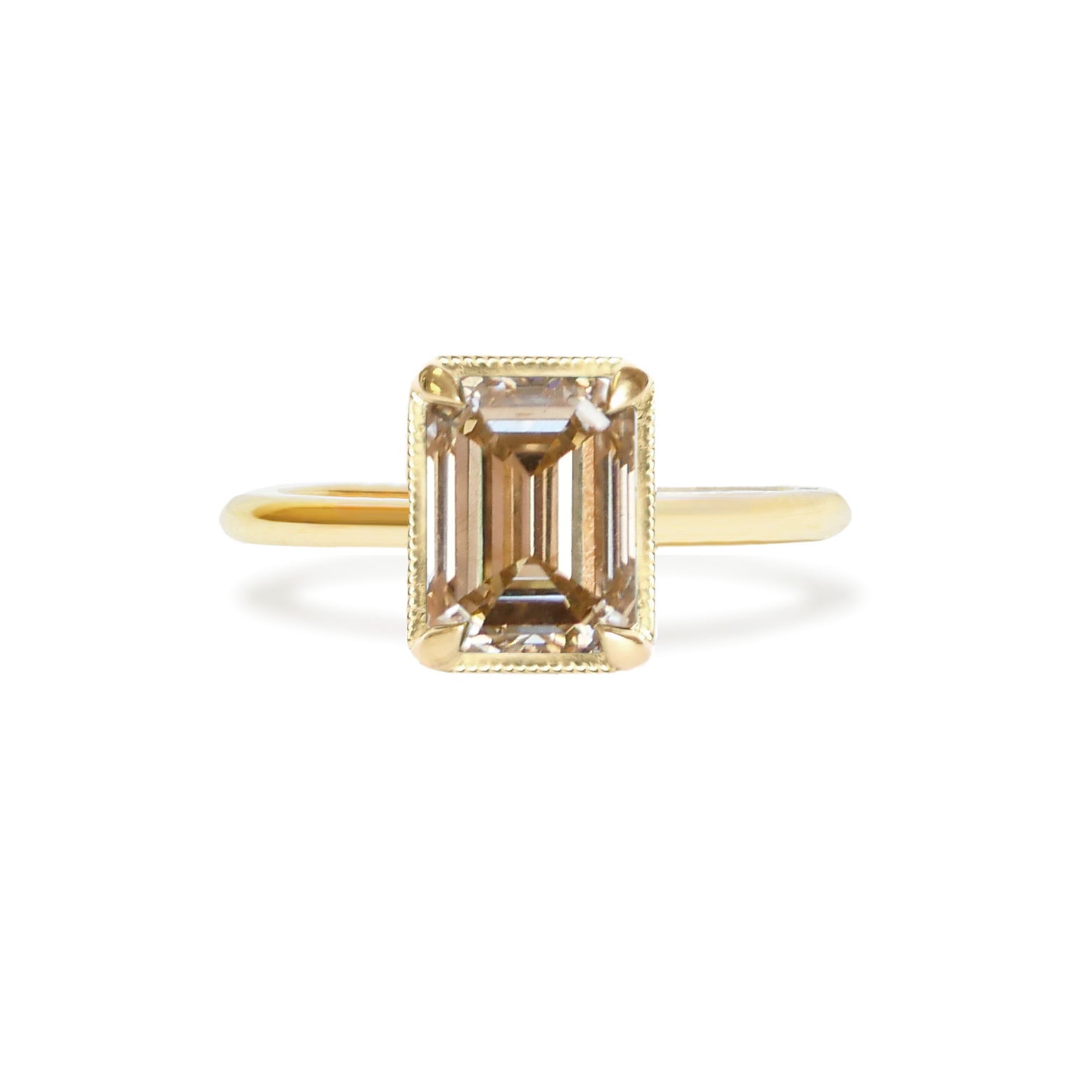 Champagne Emerald Cut Diamond Solitaire